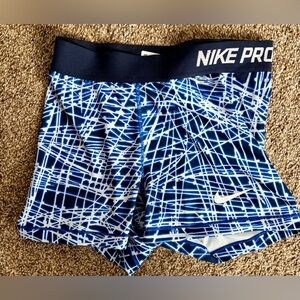 Nike Pro Navy and White Graphic Shorts